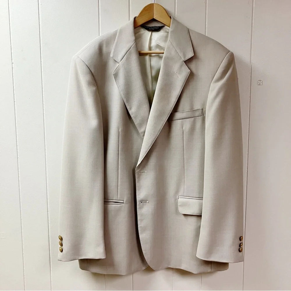 Office Wedding Travel APPLESEEDS Mens Single Breasted Jacket Blazer 46 L Beige